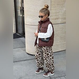 Giraffe Animal Print Girls Fleece Pajama Pants 7